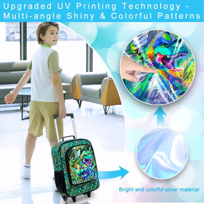 UFNDC Kids Luggage for Boys, Dinosuar Rolling Suicase with Wheels，Travel Carry on for Children Toddler Elementary - Image 3